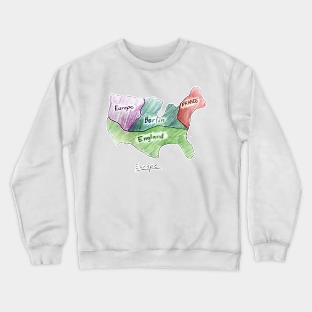 Culture Hunt Map of Europe Crewneck Sweatshirt by squareversesine